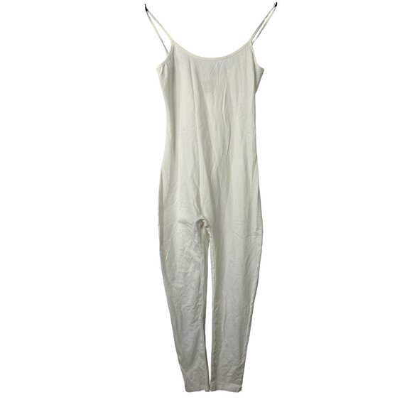 2/$30 Daisy‎ Jumpsuit Womens White Spaghetti strap bodycon Catsuit Round neck M - Picture 1 of 8